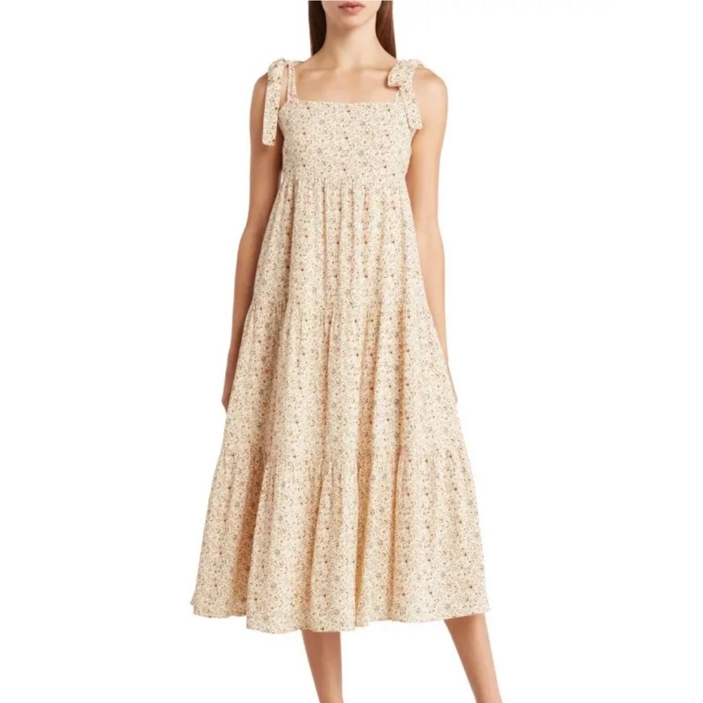 Madewell Floral Tie Strap Cotton Sundress Dress